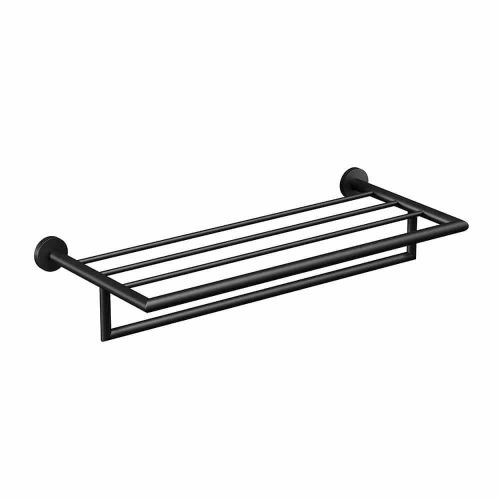 ICO Bath Summit Towel Shelf with Bar in Matte Black