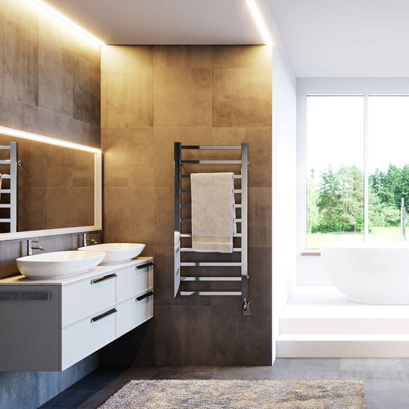 ICO Bath Tuzio Milano 19.5" x 31" Towel Warmer Brushed Nickel Front View