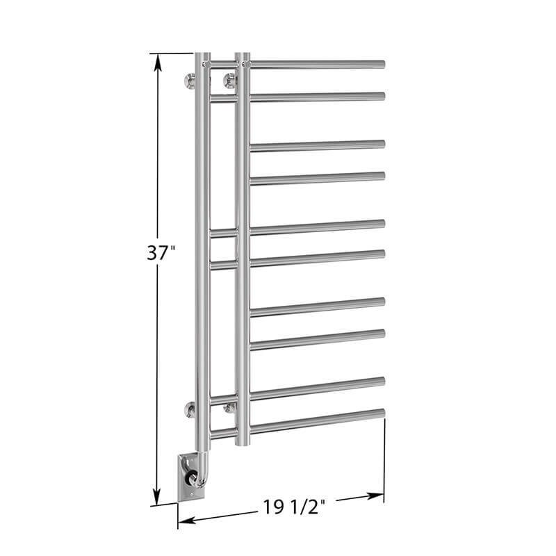 ICO Bath Tuzio Ortona 19.5 X 37 Towel Warmer Dimension