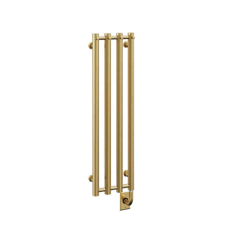 ICO Bath Tuzio Rosendal 10.5 X 37.5 Towel Warmer Pvd Brushed Gold Corner View