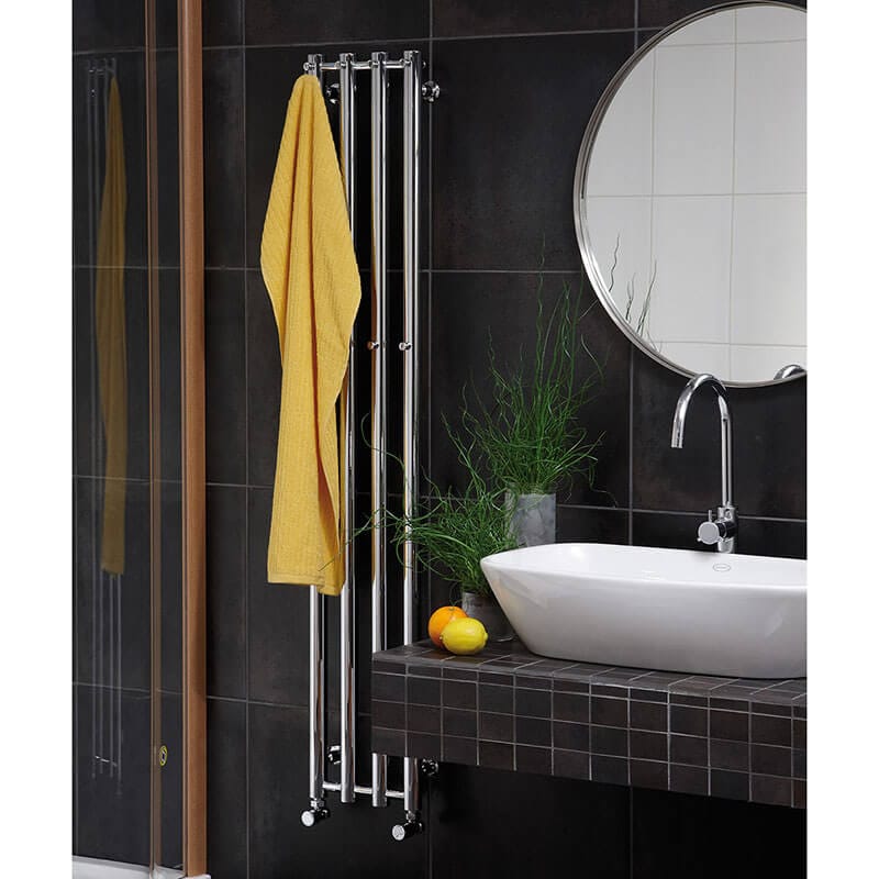 ICO Bath Tuzio Rosendal 10.5 X 59 Towel Warmer Polished Nickel Corner View