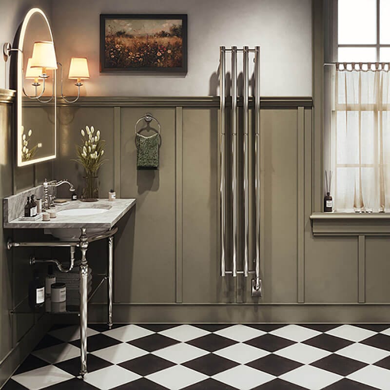 ICO Bath Tuzio Rosendal 16.5 X 59 Towel Warmer Chrome Front View