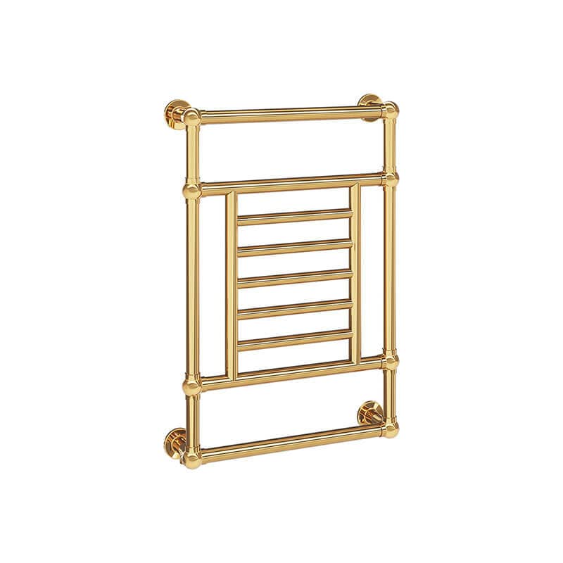 ICO Bath Tuzio Thames 23.5 X 34.5 Wall Mounted Towel Warmer Unlacquered Brass Corner View