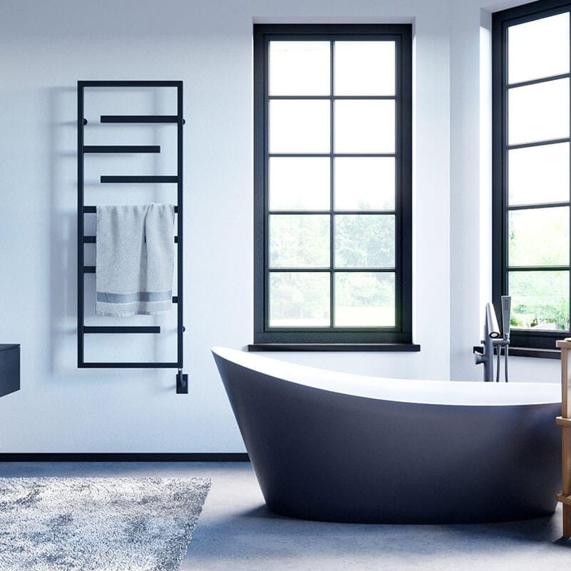 ICO Bath Vasto 23.5 X 47.5 Towel Warmer Matte Black Front View