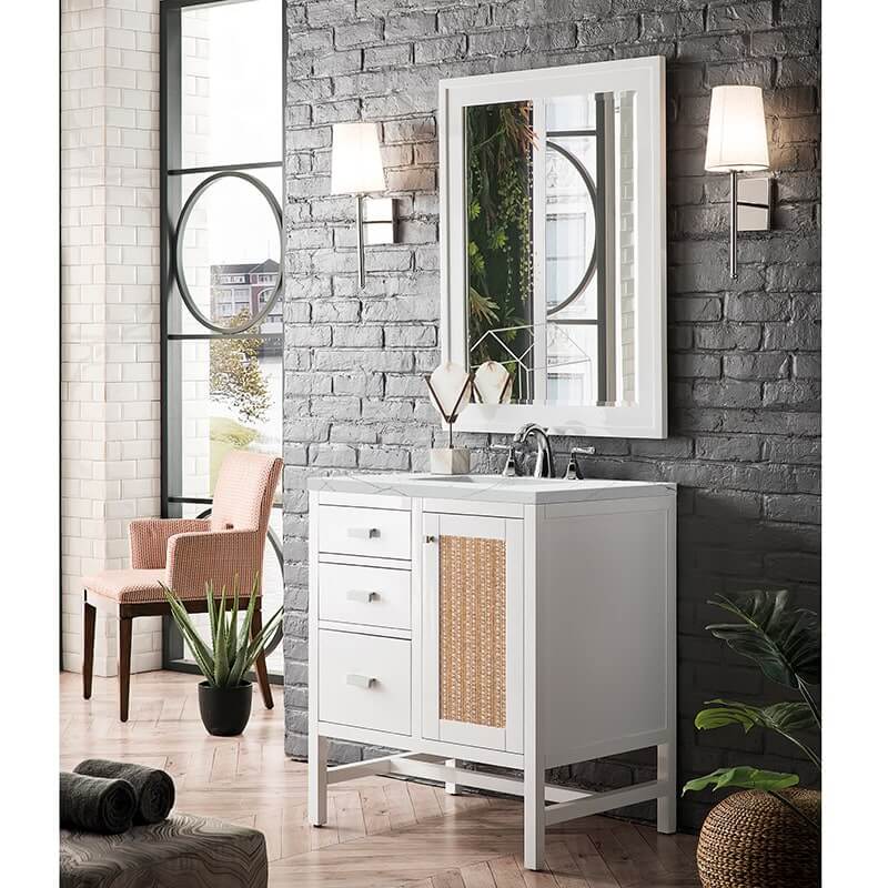 James Martin Addison 30 Inch Single Vanity in Glossy White With Ethereal Noctis Top