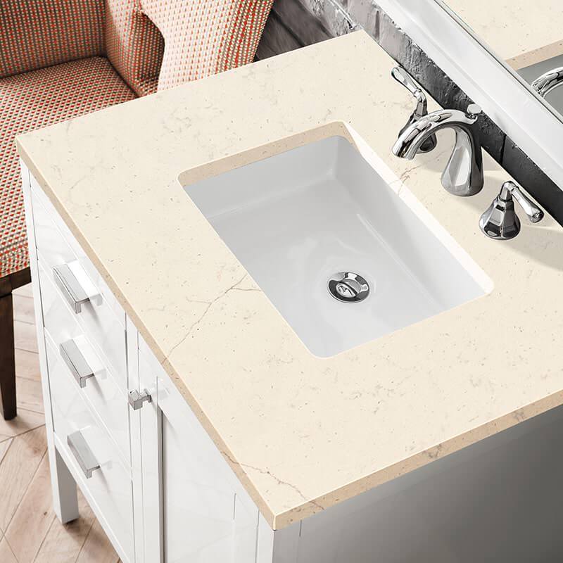 James Martin Addison 30" Single Vanity in Glossy White With Eternal Marfil Top