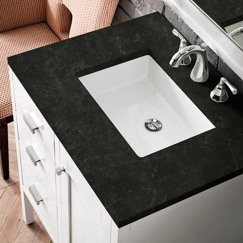 James Martin Addison 30" Single Vanity in Glossy White With Phantome Eclos Top