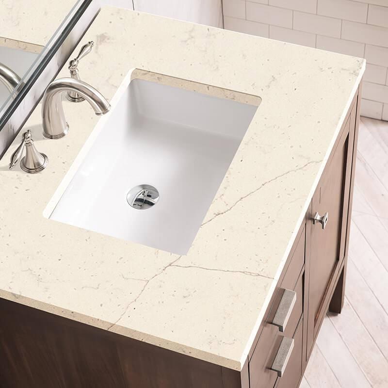 James Martin Addison 30" Single Vanity in Mid Century Acacia With Eternal Marfil Silestone Top