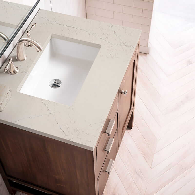 James Martin Addison 30" Single Vanity in Mid Century Acacia With Siberian Silestone Top