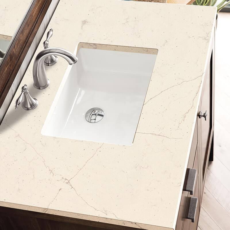 James Martin Addison 36" Single Vanity in Mid Century Acacia With Eternal Marfil Silestone Top