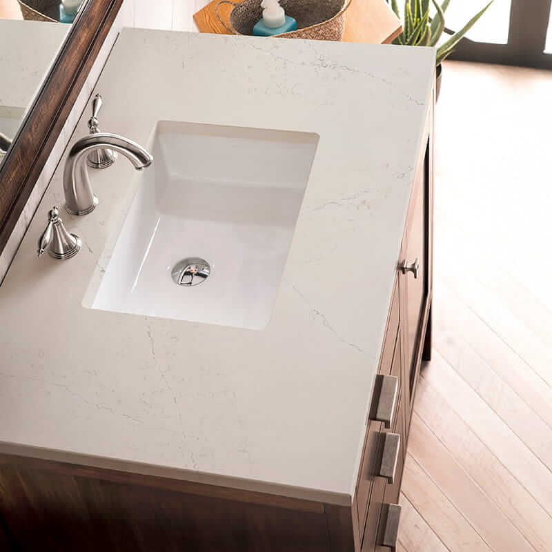 James Martin Addison 36" Single Vanity in Mid Century Acacia With Siberian Silestone Top