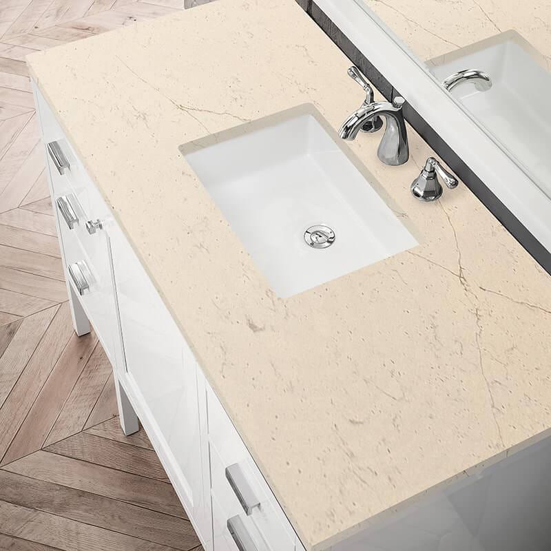 James Martin Addison 48 Inch Single Vanity in Glossy White With Eternal Marfil Top
