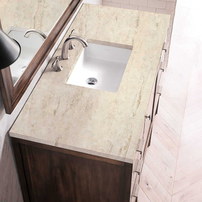 James Martin Addison 48 Inch Single Vanity in Mid Century Acacia With Tajnar Eclos Top