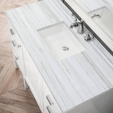 James Martin Addison 48" Single Vanity in Glossy White With Arctic Fall Solid Surface Top