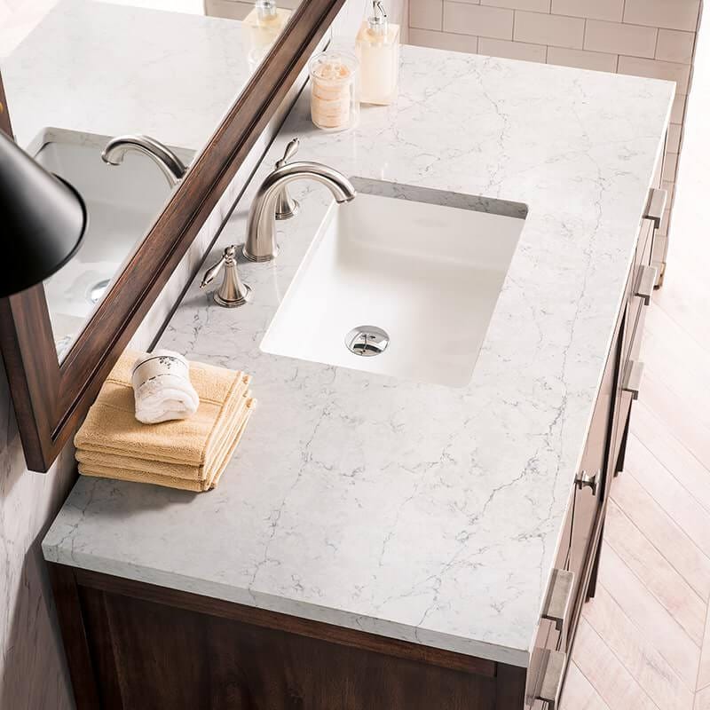 James Martin Addison 48" Single Vanity in Mid Century Acacia With Eternal Jasmine Pearl Silestone Top