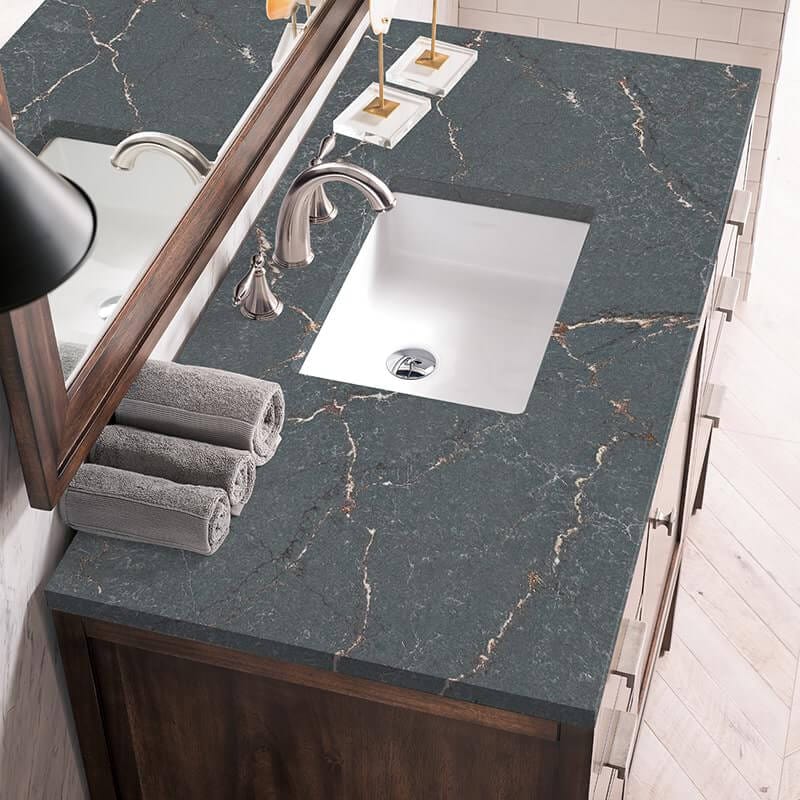 James Martin Addison 48" Single Vanity in Mid Century Acacia With Parisien Bleu Silestone Top