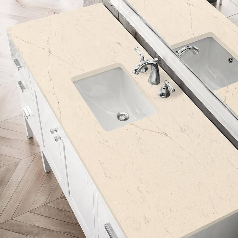 James Martin Addison 60" Single Vanity in Glossy White With Eternal Marfil Top