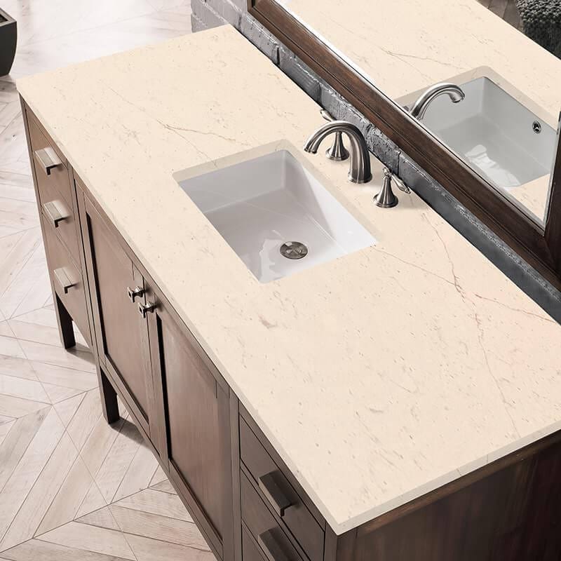 James Martin Addison 60" Single Vanity in Mid Century Acacia With Eternal Marfil Silestone Top