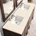 James Martin Addison 72" Double Vanity in Mid Century Acacia With Eternal Marfil Silestone Top