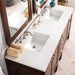 James Martin Addison 72 Inch Double Vanity in Mid Century Acacia With White Zeus Silestone Top