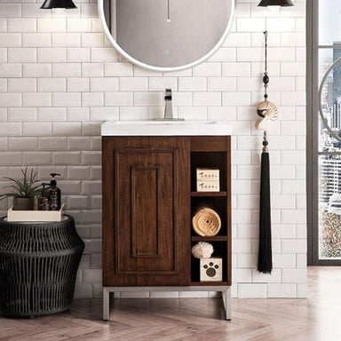 James Martin Alicante 24 Inches Single Vanity Mid Century Acacia Front View