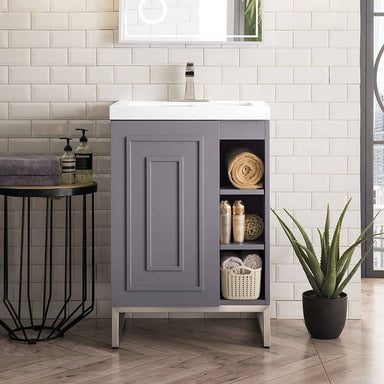 James Martin Alicante 24" Single Vanity Gray Smoke Brushed Nickel