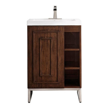 James Martin Alicante 24" Single Vanity Mid Century Acacia Front View in White Background