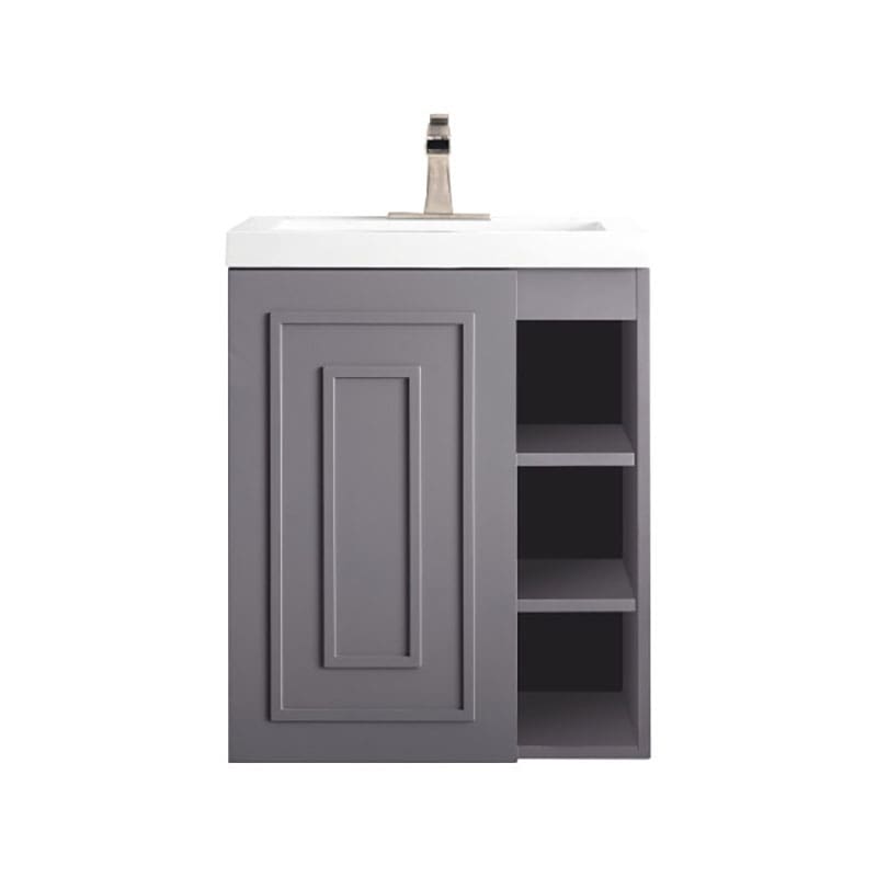 James Martin Alicante 24" Single Wall Mount Vanity Gray Smoke Front View