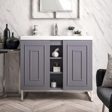 James Martin Alicante 39.5 Inches Single Vanity Gray Smoke Front View