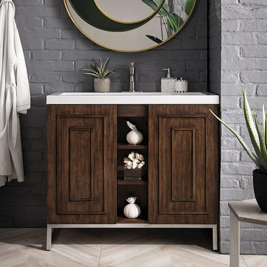 james martin alicante 39.5 inches single vanity mid century acacia freestanding front view