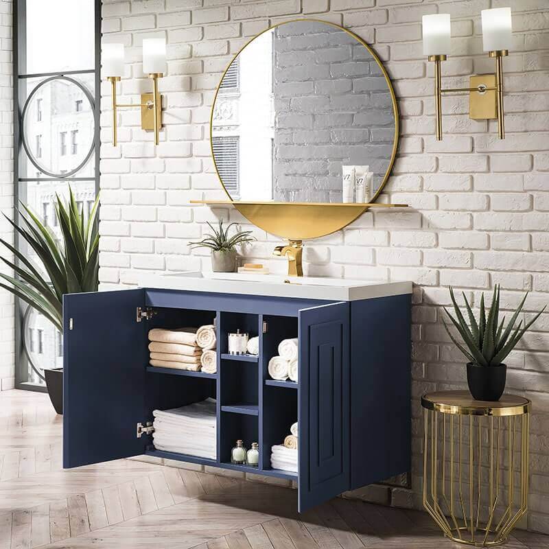 James Martin Alicante 39.5" Single Wall Mount Vanity Azure Blue Open Cabinet