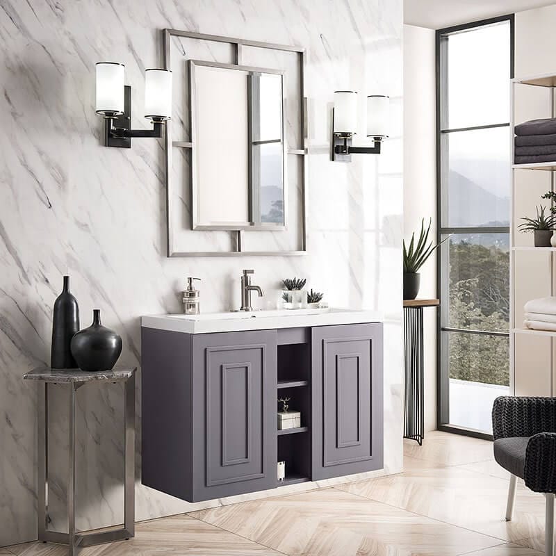 James Martin Alicante 39.5" Single Wall Mount Vanity Gray Smoke Side View