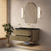 James Martin Allamari 36" Single Vanity Dune Mist in Phantome Eclos Top Side View Open Drawer