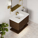 James Martin Allamari 36 Single Vanity Sable in Single Hole Faucet White Zeus Silestone