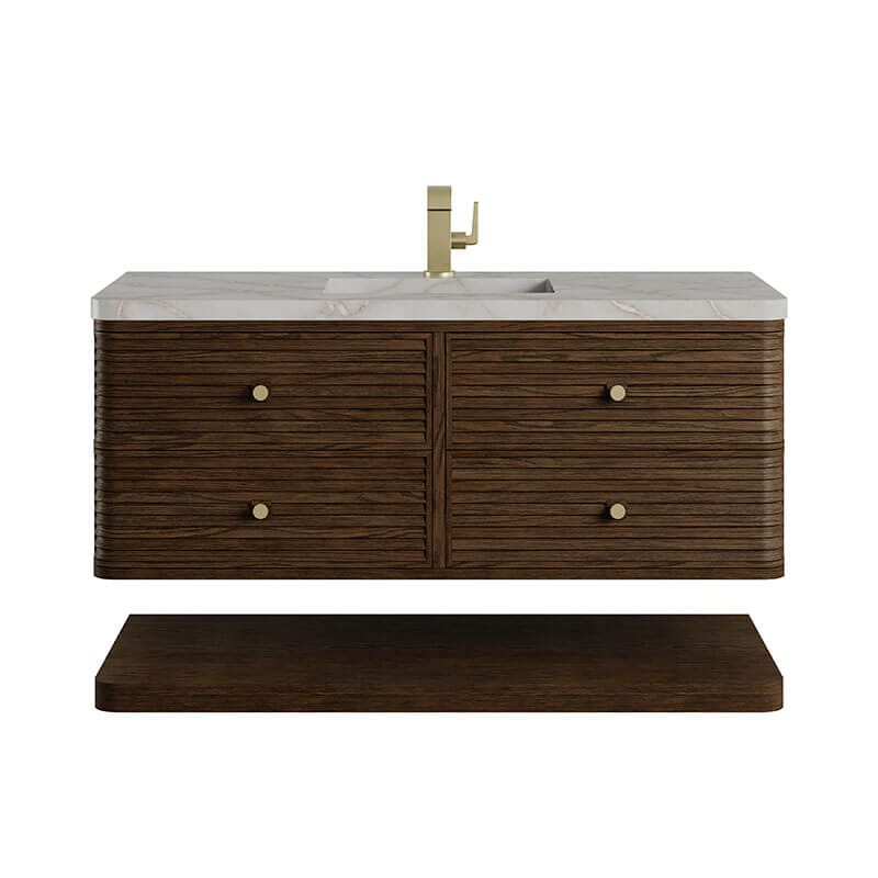 James Martin Allamari 48 Inch Single Vanity Sable in Single Hole Faucet Victorian Silver Silestone Top