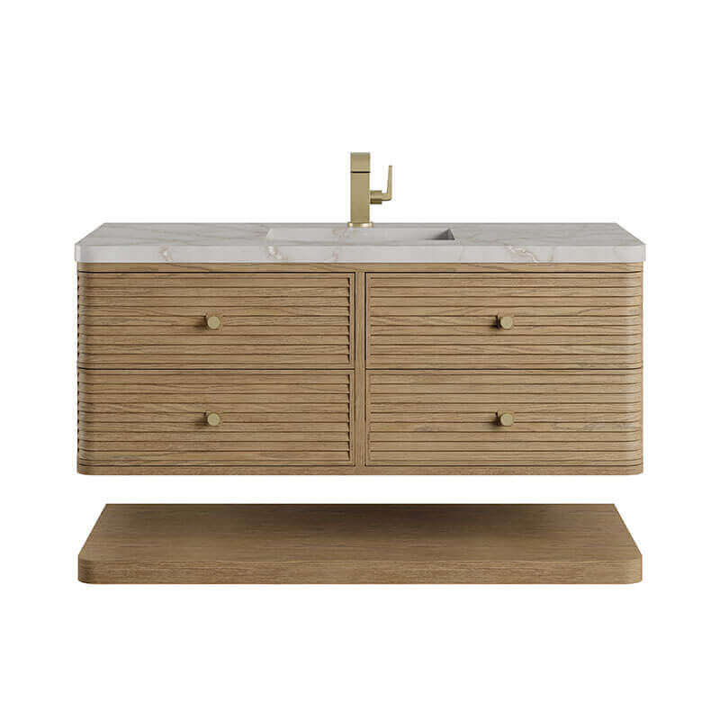 James Martin Allamari 48" Single Vanity Dune Mist in Single Hole Faucet White Zeus Silestone