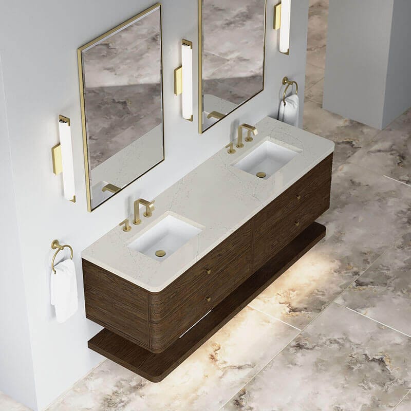 James Martin Allamari 72 Double Vanity Sable in Siberian Silestone Top