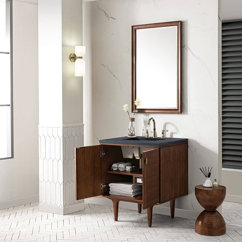 James Martin Amberly 30 Inch Single Vanity Mid Century Walnut Side View