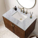 James Martin Amberly 36 Inch Single Vanity in Mid Century Walnut With Carrara Marble Top
