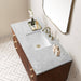 James Martin Amberly 48 Inch Single Vanity in Mid Century Walnut With Carrara Marble Top