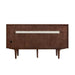 James Martin Amberly 60 Inch Double Vanity in Mid Century Walnut Back View With Stand