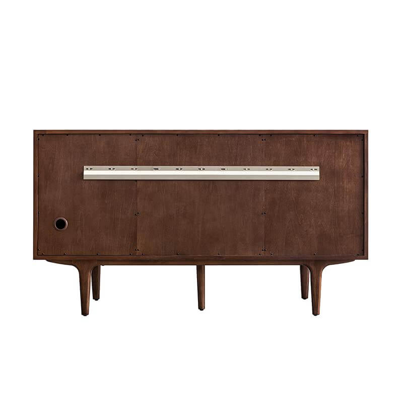James Martin Amberly 60 Inch Double Vanity in Mid Century Walnut Back View With Stand