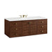 James Martin Amberly 60 Inch Single Vanity in Mid Century Walnut With White Zeus Top