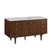 James Martin Amberly 60" Single Vanity in Mid Century Walnut With Victorian Silver Top
