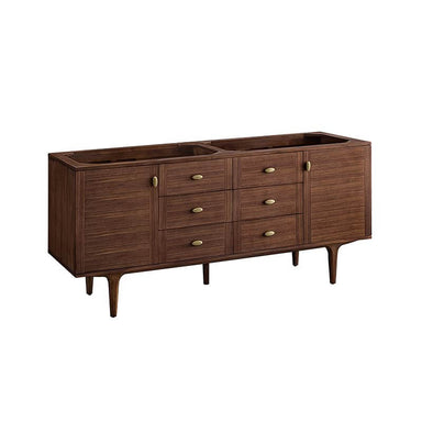 James Martin Amberly 72" Double Vanity in Mid Century Walnut Cabinet Only