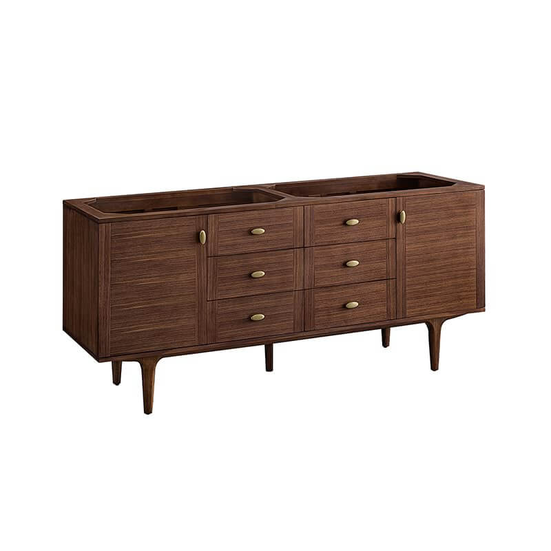James Martin Amberly 72" Double Vanity in Mid Century Walnut Cabinet Only