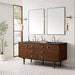James Martin Amberly 72" Double Vanity in Mid Century Walnut Corner View Freestanding