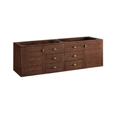 James Martin Amberly 72" Double Vanity in Mid Century Walnut Corner View Without Stand