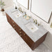 James Martin Amberly 72" Double Vanity in Mid Century Walnut With Victorian Silver Top