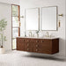 James Martin Amberly 72 Inch Double Vanity in Mid Century Walnut Corner View Floating